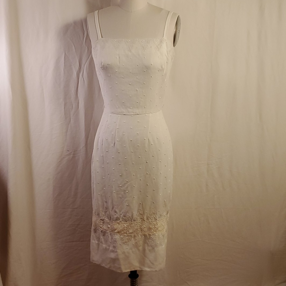 Vintage Cream 2-Piece Linen Dress - Picture 7 of 14